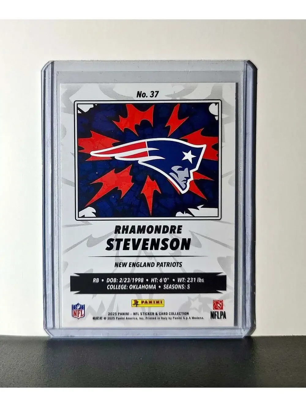 Rhamondre Stevenson 2025 Panini NFL #37 Sticker Card New England Patriots